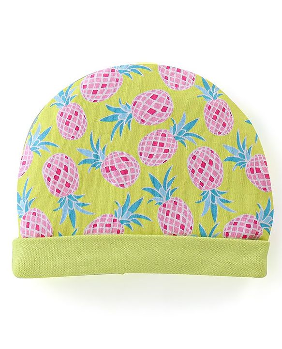 Babyhug 100% Cotton Interlock Knit Caps Polka Dot Print Pack of 2 - Multicolor