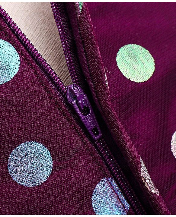 Babyhug Woven Sleeveless Party Frock Polka Dot Foil Print - Wine Maroon