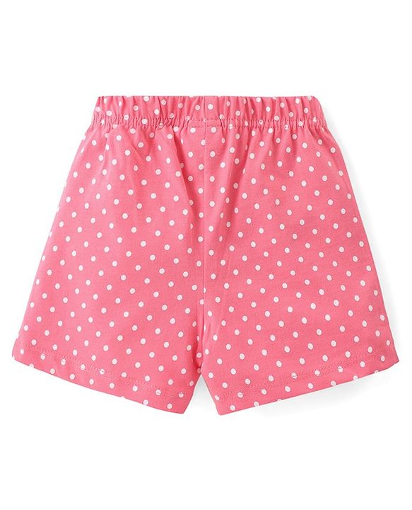 Babyhug Cotton Single Jersey Knit Shorts Polka Dot Print Pack of 3 - Pink Peach & White