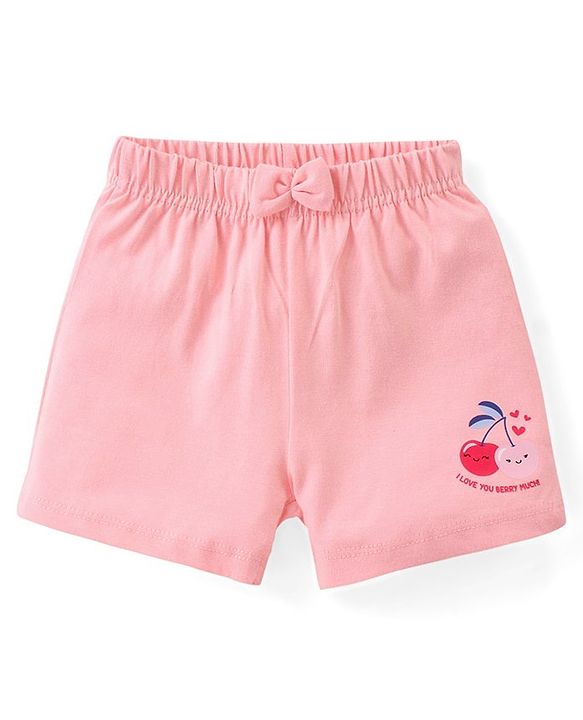 Babyhug Cotton Single Jersey Knit Shorts Polka Dot Print Pack of 3 - Pink Peach & White
