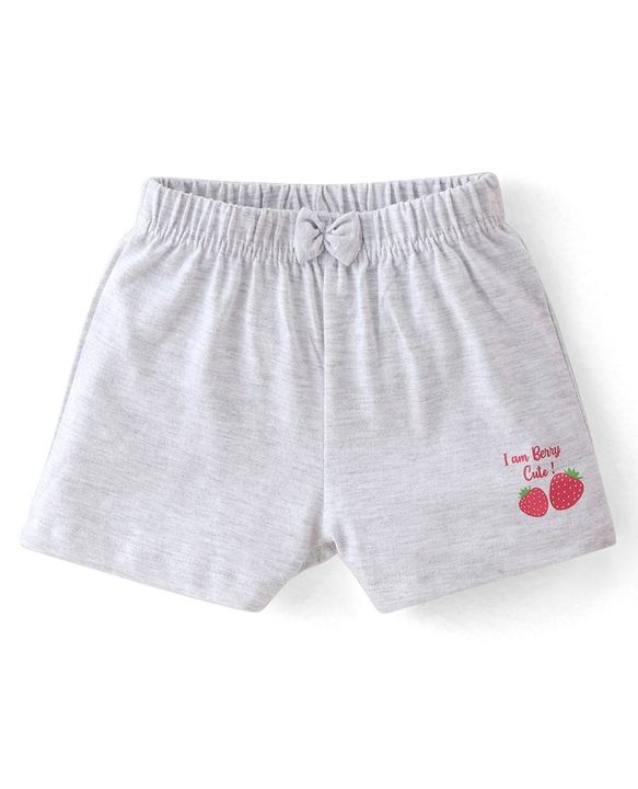 Babyhug Cotton Knit Polka Dots & Berries Printed Shorts Pack of 3 - Pink & Grey