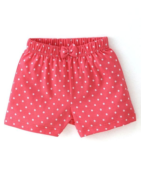 Babyhug Cotton Knit Polka Dots & Berries Printed Shorts Pack of 3 - Pink & Grey