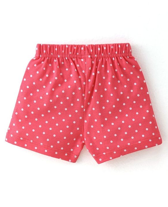 Babyhug Cotton Knit Polka Dots & Berries Printed Shorts Pack of 3 - Pink & Grey