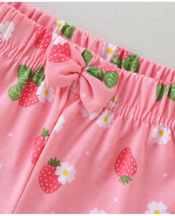 Babyhug Cotton Knit Polka Dots & Berries Printed Shorts Pack of 3 - Pink & Grey