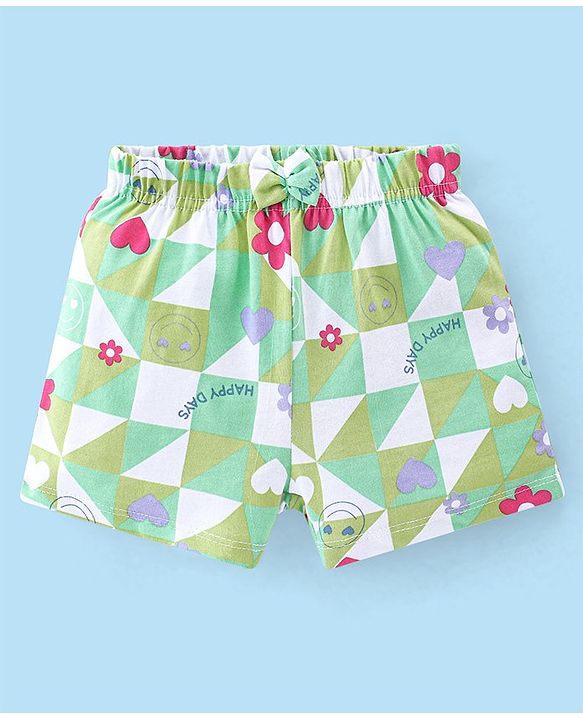 Babyhug Cotton Knit Shorts Floral Print Pack of 3- Multicolor