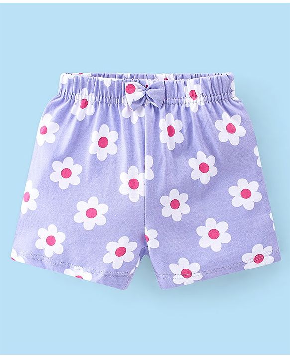 Babyhug Cotton Knit Shorts Floral Print Pack of 3- Multicolor