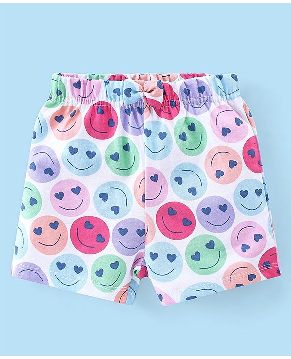 Babyhug Cotton Knit Shorts Floral Print Pack of 3- Multicolor