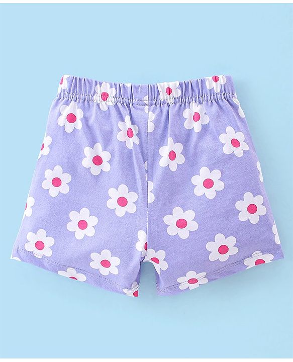 Babyhug Cotton Knit Shorts Floral Print Pack of 3- Multicolor