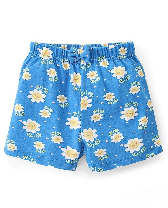Babyhug Cotton Knit Shorts Floral Print Pack of 3 - Multicolour
