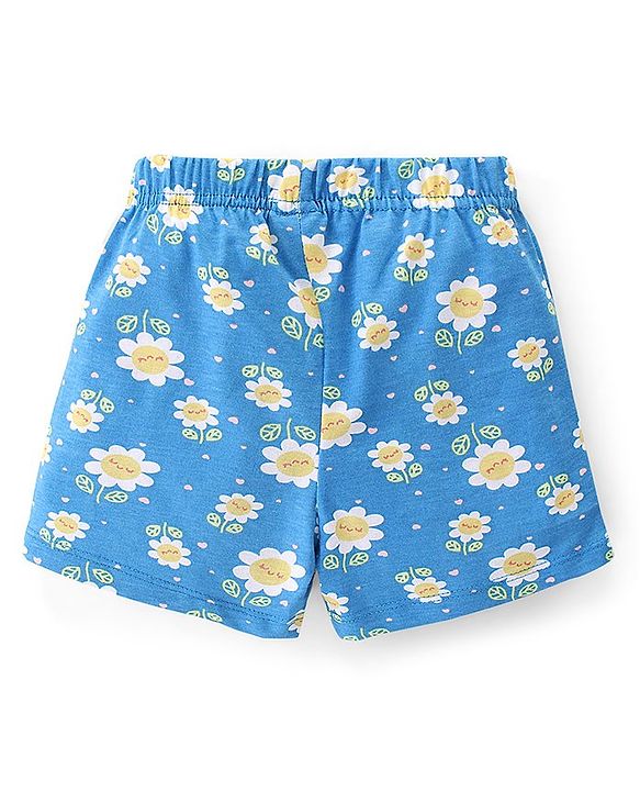 Babyhug Cotton Knit Shorts Floral Print Pack of 3 - Multicolour