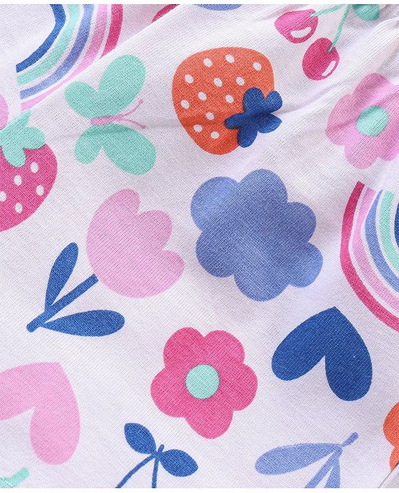 Babyhug Cotton Knit Shorts with Strawberry & Floral Print Bow Applique Pack of 3 -  Multicolour