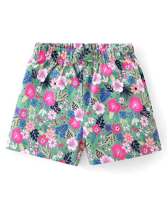 Babyhug Cotton Shorts with Floral Print Pack of 3 - Multicolour