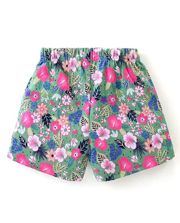 Babyhug Cotton Shorts with Floral Print Pack of 3 - Multicolour