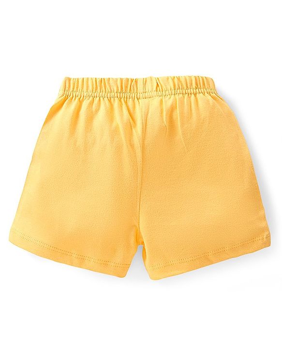 Babyhug Cotton Single Jersey Knit Shorts Polka Dot & Palm Tree Print Pack of 3 - Pink Peach & Yellow