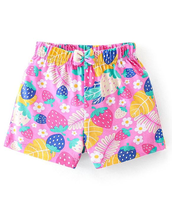 Babyhug Cotton  Knit Shorts Floral Print Pack of 3 - Multicolor