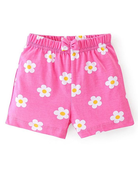 Babyhug Cotton  Knit Shorts Floral Print Pack of 3 - Multicolor