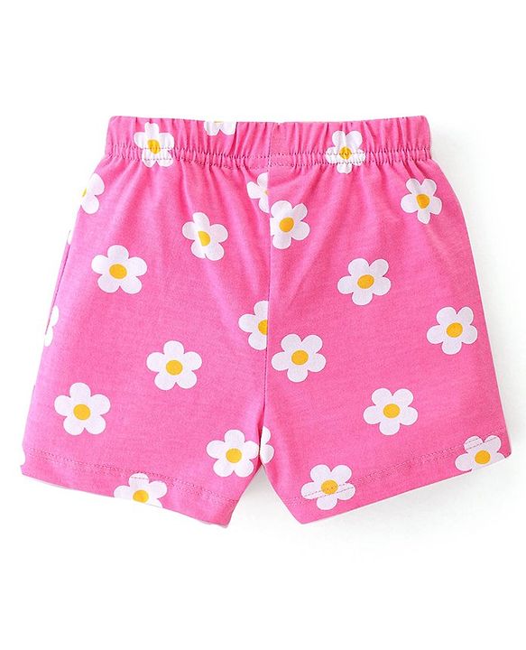 Babyhug Cotton  Knit Shorts Floral Print Pack of 3 - Multicolor
