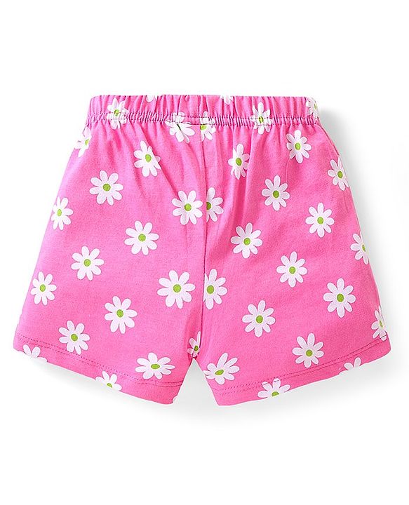 Babyhug Cotton Knit   Shorts Floral & Strawberry Print  Bow Applique Pack of 3 -  Multicolour