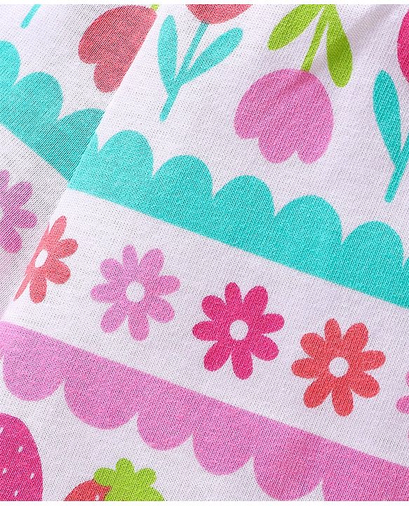 Babyhug Cotton Knit   Shorts Floral & Strawberry Print  Bow Applique Pack of 3 -  Multicolour