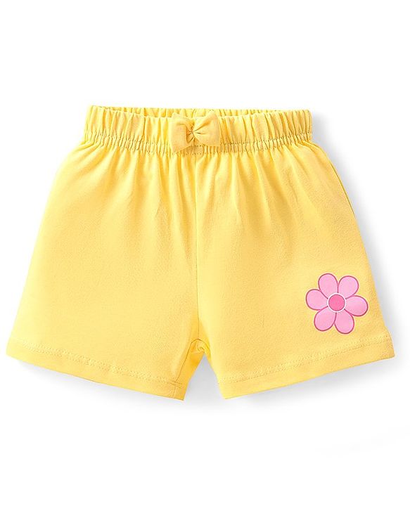 Babyhug Cotton Knit Shorts With Polka Dot Print & Bow Applique Pack of 3 - Multicolor