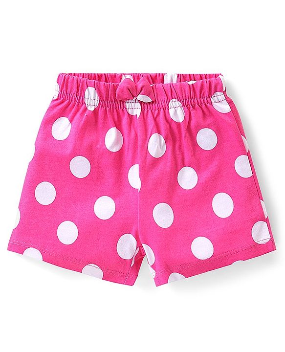 Babyhug Cotton Knit Shorts With Polka Dot Print & Bow Applique Pack of 3 - Multicolor