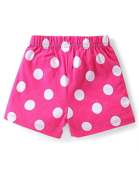 Babyhug Cotton Knit Shorts With Polka Dot Print & Bow Applique Pack of 3 - Multicolor