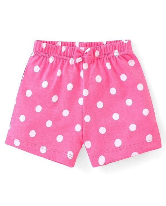 Babyhug Cotton Knit Shorts Polka Dot Print Pack of 3 - Multicolour
