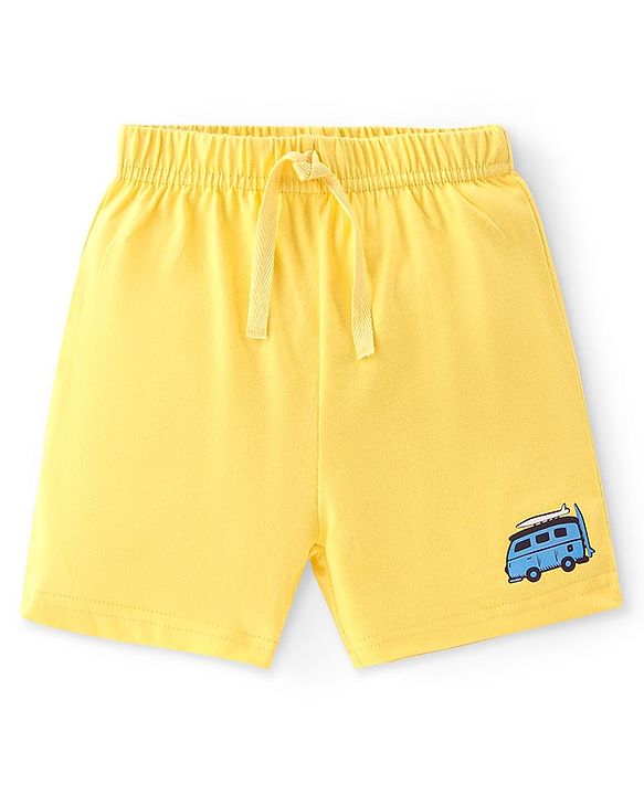 Babyhug Cotton Knit Shorts Beach Print Pack of 3 - Yellow Blue & Green