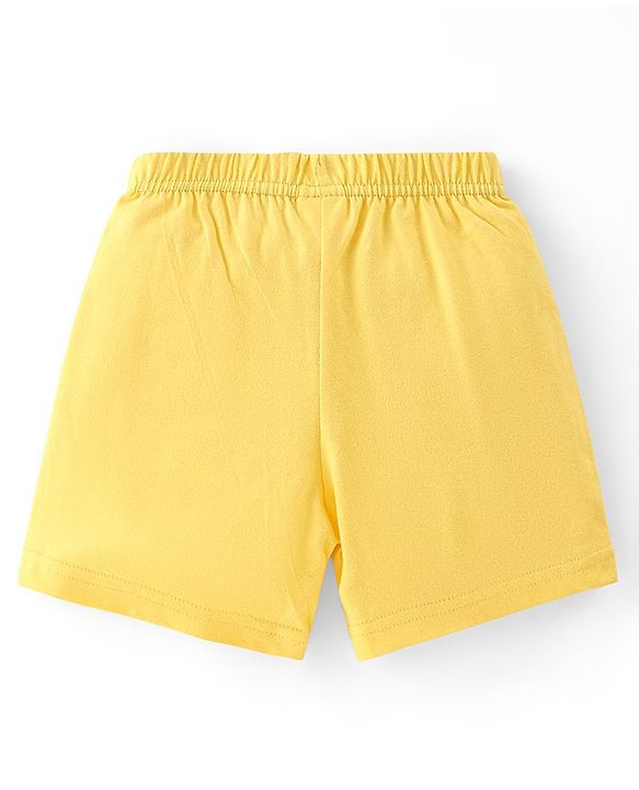 Babyhug Cotton Knit Shorts Beach Print Pack of 3 - Yellow Blue & Green