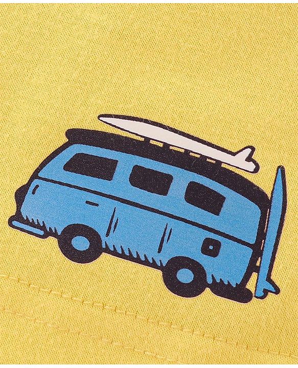 Babyhug Cotton Knit Shorts Beach Print Pack of 3 - Yellow Blue & Green