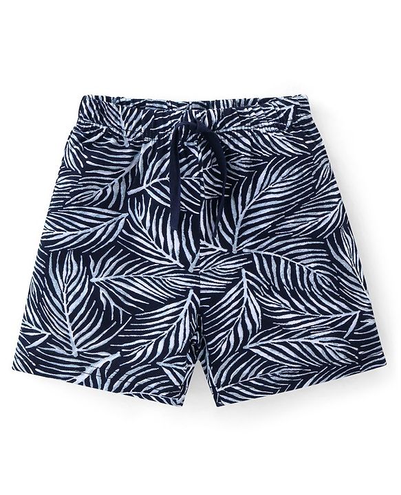 Babyhug Cotton Single Jersey Knit Knee Length Shorts Tropical Theme Pack Of 3 - White Green & Blue
