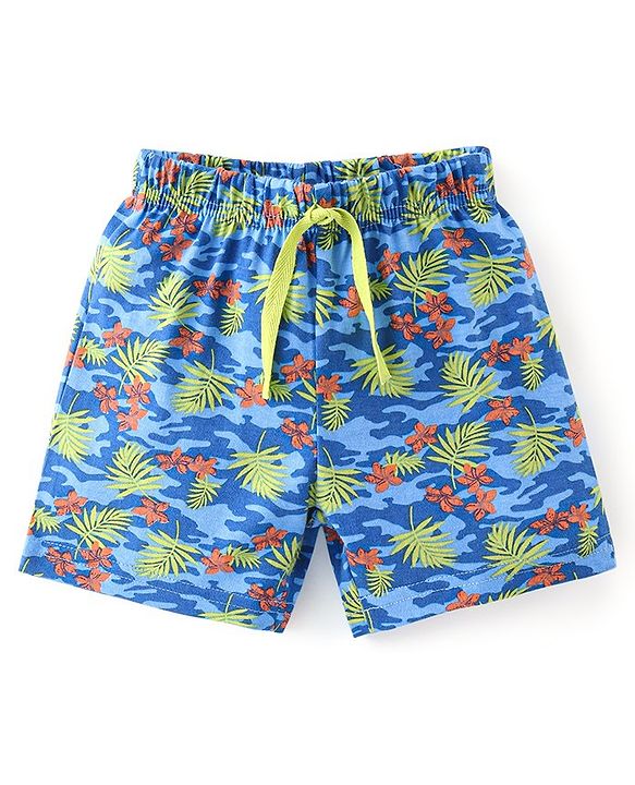 Babyhug Cotton Knit Knee Length Striped Shorts Tropical Camo Print Pack of 3 - Multicolour