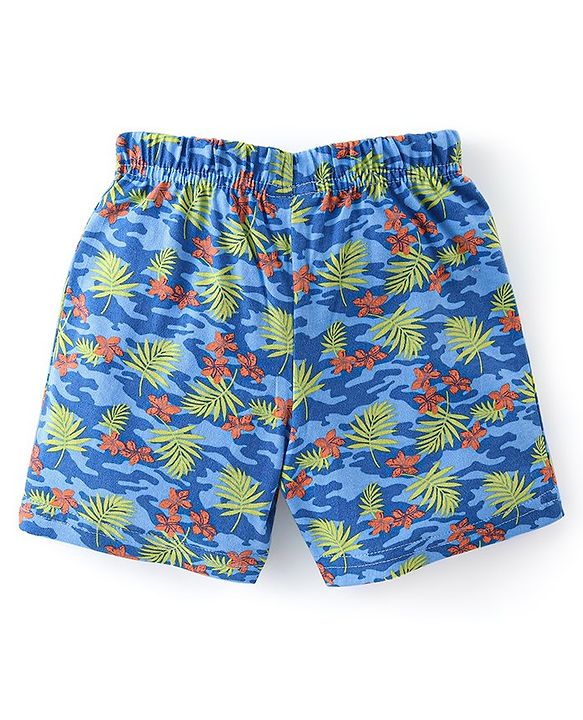 Babyhug Cotton Knit Knee Length Striped Shorts Tropical Camo Print Pack of 3 - Multicolour