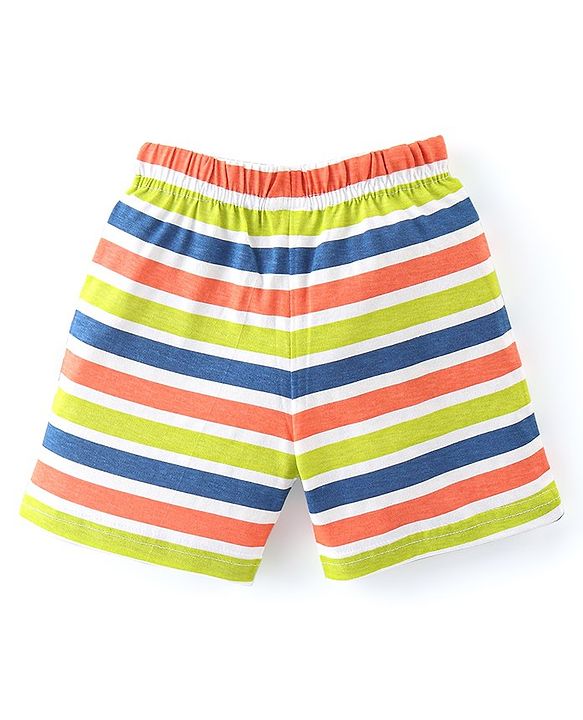 Babyhug Cotton Knit Knee Length Striped Shorts Tropical Camo Print Pack of 3 - Multicolour