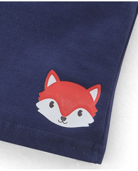 Babyhug Cotton Single Jersey Knit Shorts Stripes & Fox Print Pack Of 3 - Blue White & Orange