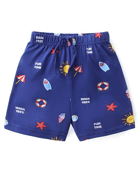 Babyhug Cotton Knit Shorts Surfboard Print Pack of 3 - Multicolour