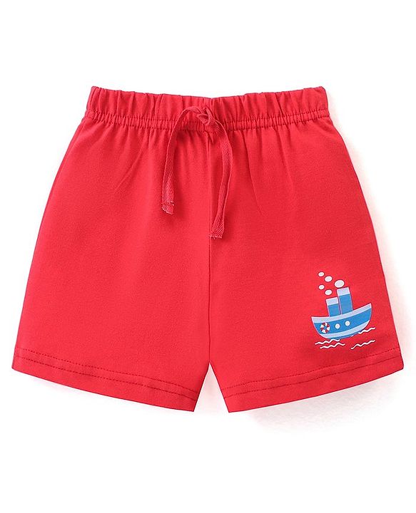 Babyhug Cotton Knit Shorts With Boat Print Pack of 3 - Multicolour
