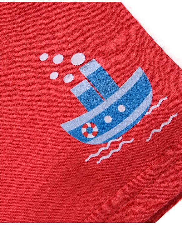 Babyhug Cotton Knit Shorts With Boat Print Pack of 3 - Multicolour