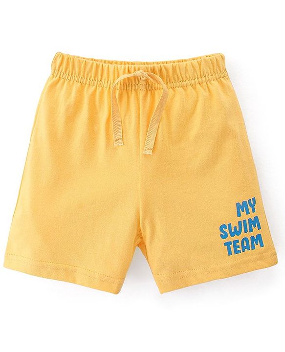 Babyhug Cotton Single Jersey Knit Shorts Fish Print Pack Of 3 - Blue & Yellow