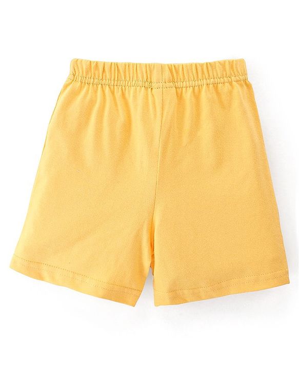 Babyhug Cotton Single Jersey Knit Shorts Fish Print Pack Of 3 - Blue & Yellow