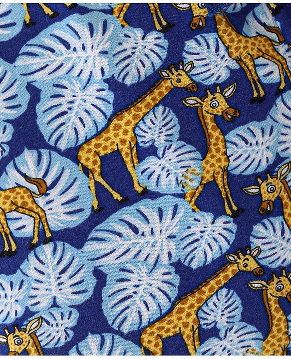 Babyhug Cotton Knit Knee Length Shorts Giraffe Print - Navy