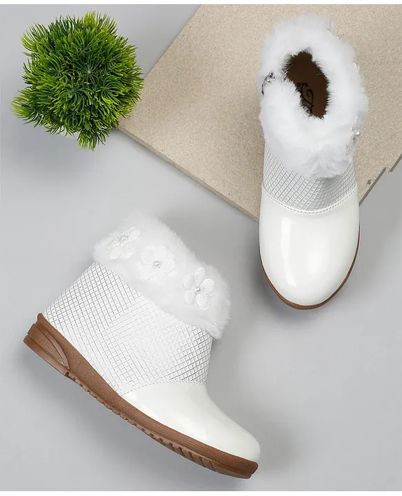 Gymboree white shop fur boots