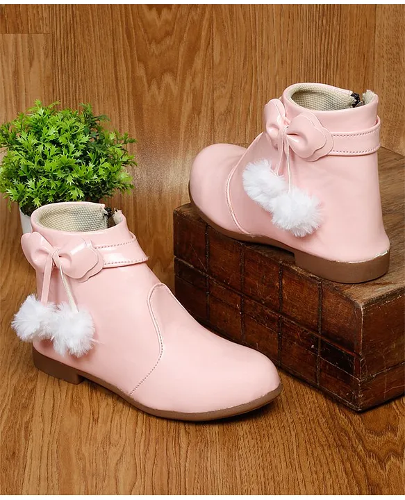 Buy Tiny Bugs Pom Pom Detailed Bow Embellished Ankle Length Boots