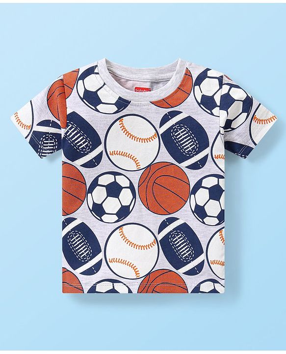 Babyhug 100% Cotton Knit Half Sleeves T-Shirts Sports Theme Pack of 3 - Multicolor