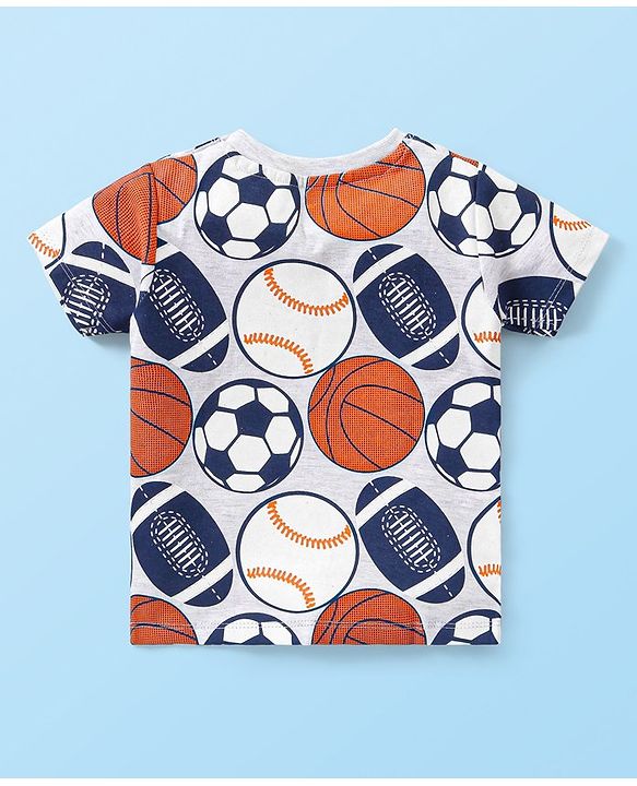 Babyhug 100% Cotton Knit Half Sleeves T-Shirts Sports Theme Pack of 3 - Multicolor