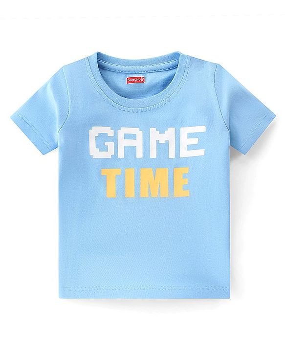 Babyhug Cotton Knit Half Sleeves Dino & Text Printed T-Shirts Pack of 3 - Blue & Yellow