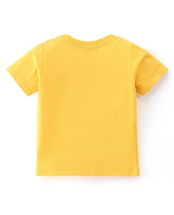 Babyhug Cotton Knit Half Sleeves Dino & Text Printed T-Shirts Pack of 3 - Blue & Yellow
