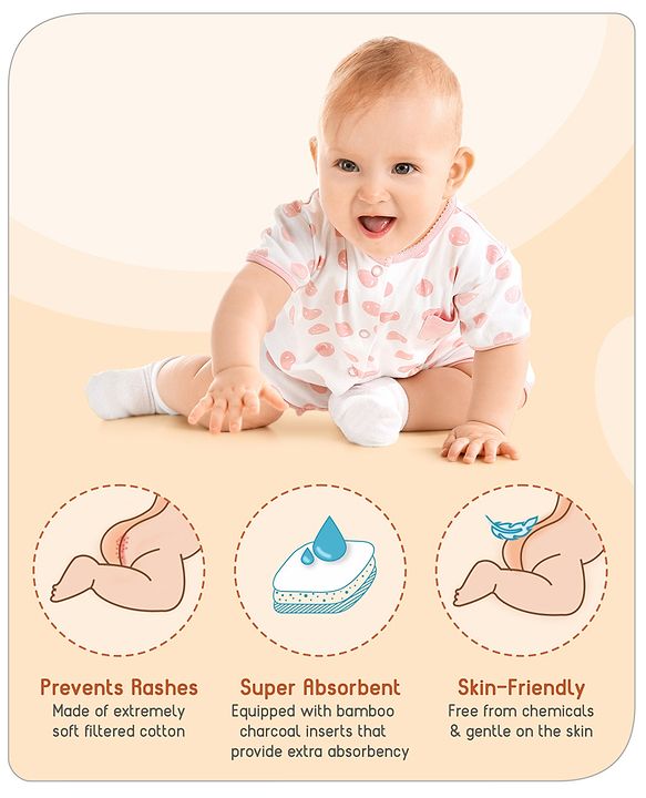 Babyhug Free Size Reusable Cloth Diaper with Smart Dry Insert Combo Robot Print- Teal Blue