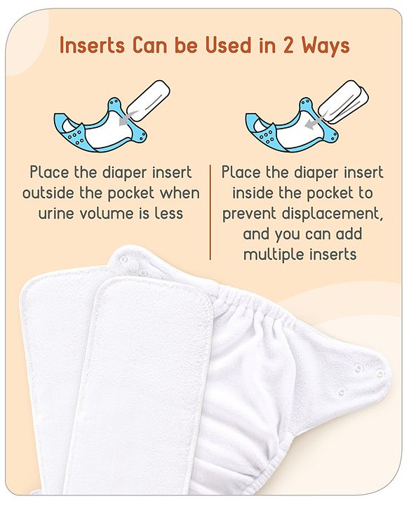 Babyhug Free Size Reusable Cloth Diaper with 2 Smart Dry Inserts Combo Robot Print- Teal Blue