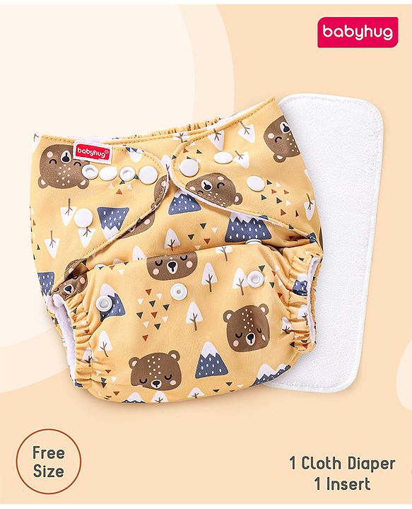 Babyhug Free Size Reusable Cloth Diaper with Smart Dry Insert Combo Robot Print- Teal Blue